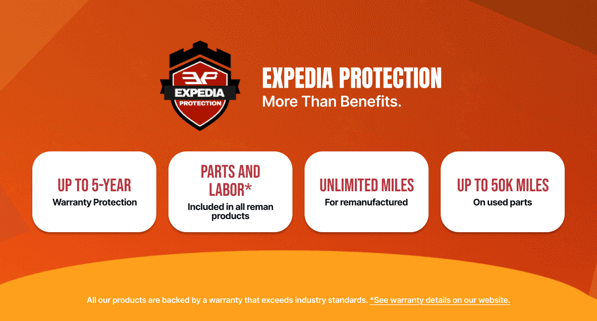 Expedia Protection — up to 5-year warranty on reman and used parts